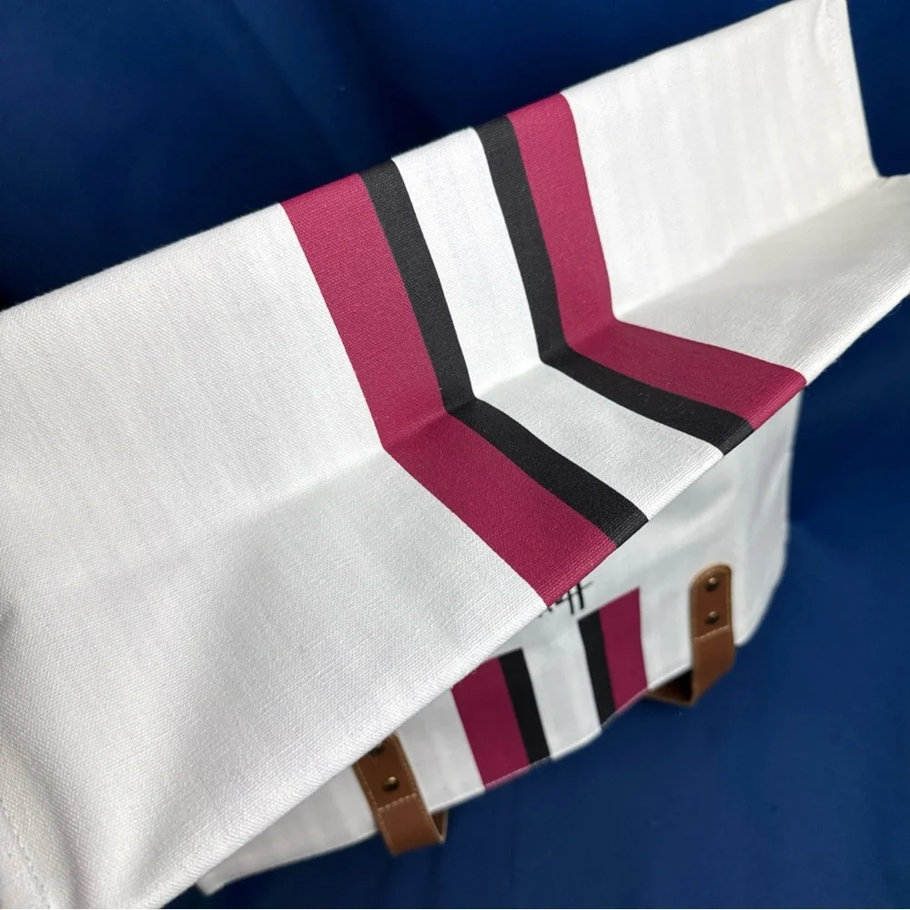 Harrods White Tote with Pink and Black Stripes - Picture 5 of 5